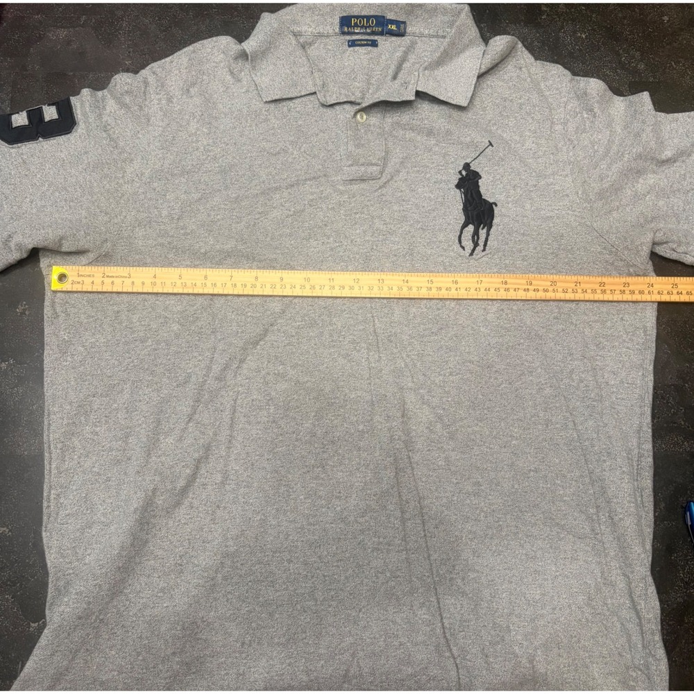 Polo Ralph Lauren Mens XXL Gray Big Pony Custom Fit Short Sleeve Polo Shirt 3 - Picture 11 of 11